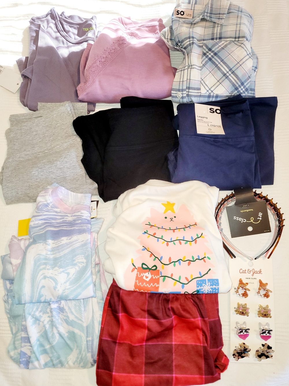 KOHLS GIRLS CLOTHING BUNDLE SZ 10/12 (L) TEN pc NWT + HAIR ACCESSORIES